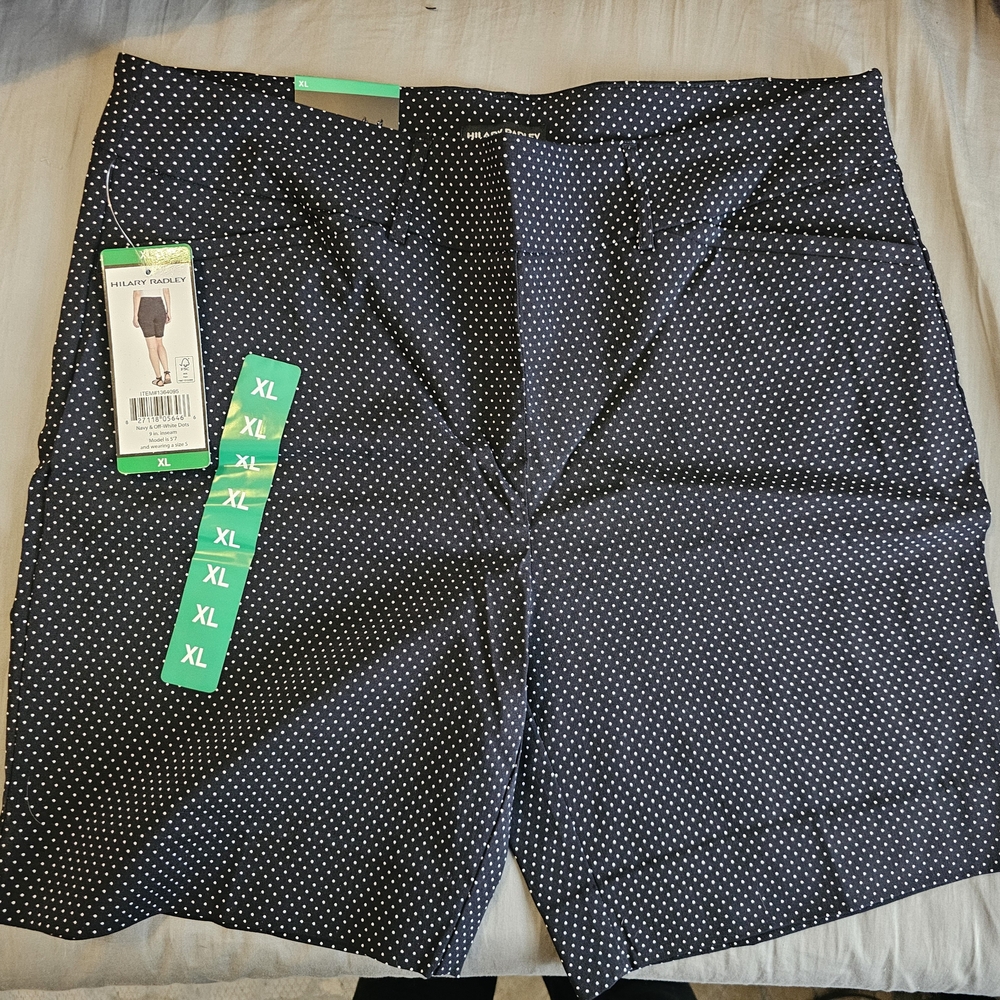 Hilary Radley Blue Bermuda Shorts Polka Dot Design